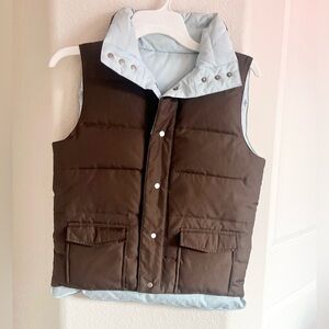 Juicy Couture Brown and Light Blue Puffer Vest ~ Reversable